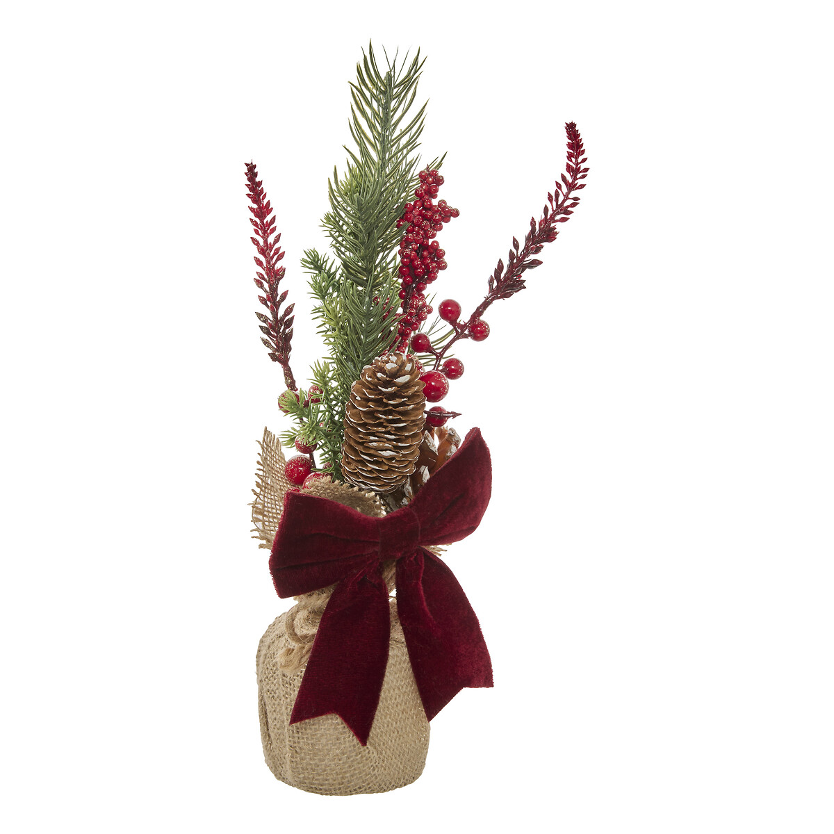 Vaso com la&ccedil;o de veludo bordeaux 10x32cm