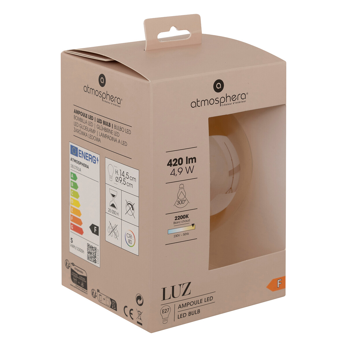 L&acirc;mpada VINTAGE ambar espiral led g95 4,9w e27