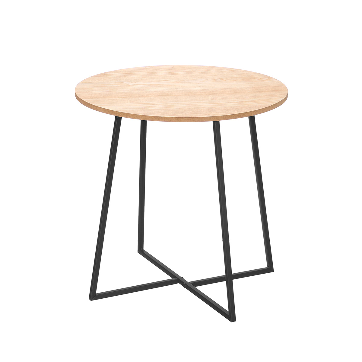 Mesa apoio bege em madeira e metal D40cm