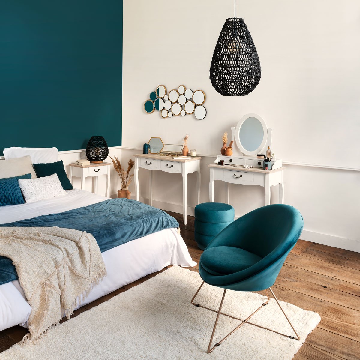 Toucador CHRYSA branco com 3 gavetas