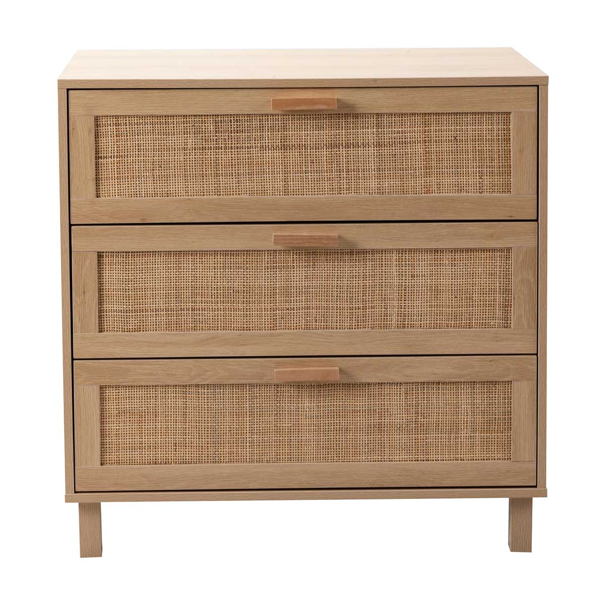 C&oacute;moda FAIR em rattan com 3 gavetas