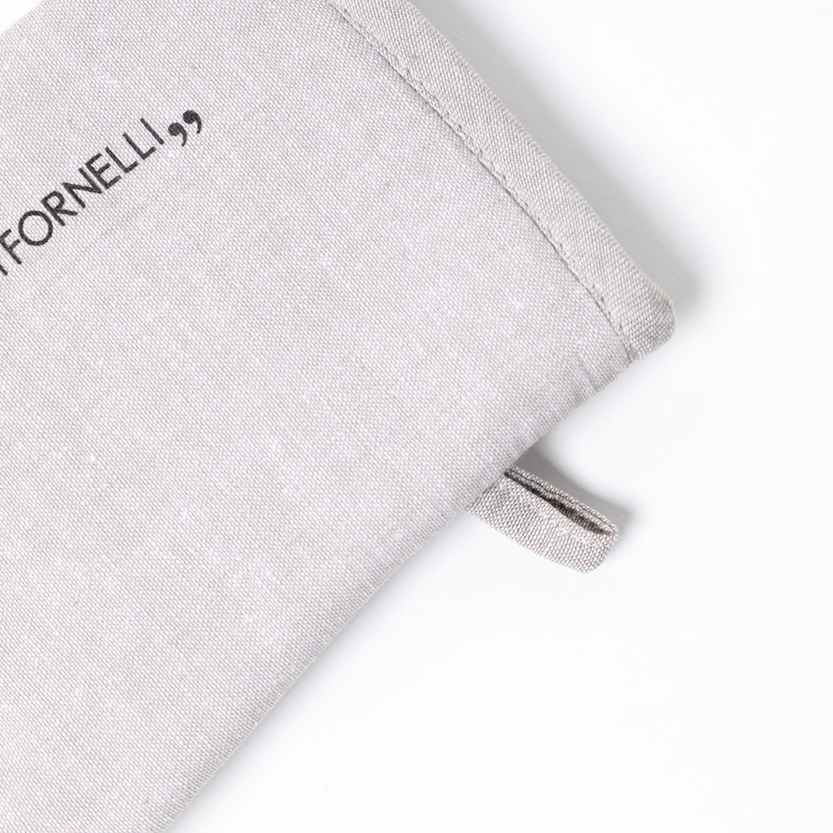 Luva de cozinha com frase taupe