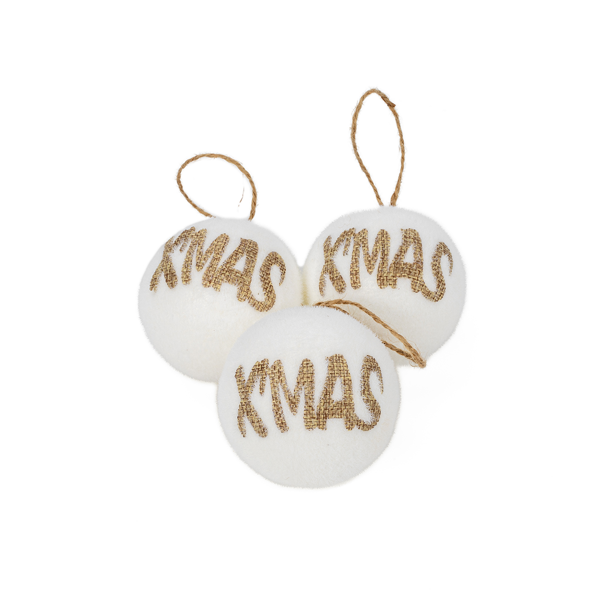 Conjunto de 3 bolas brancas xmas 8cm