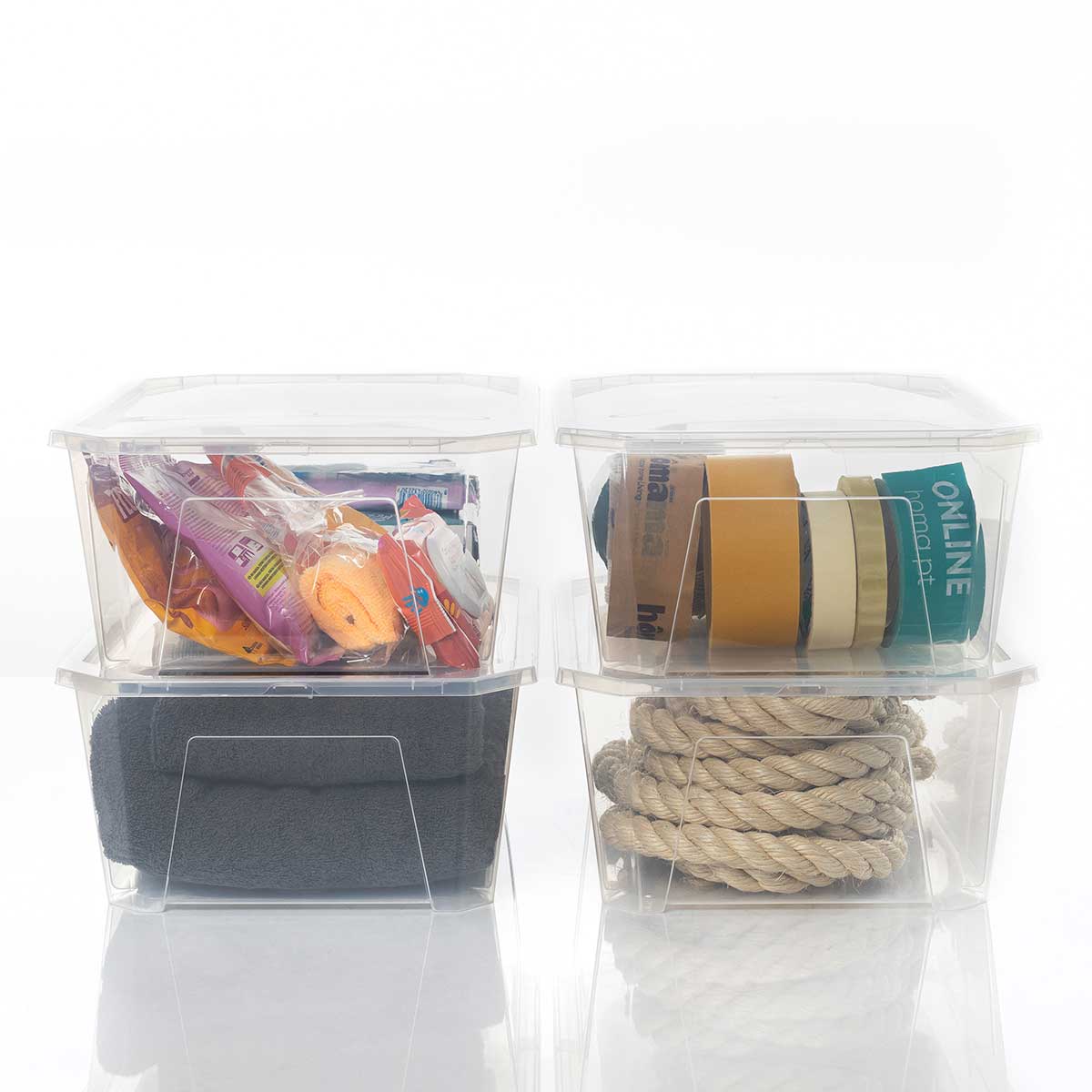 Conjunto de 4 caixas de arrumação transparente 11l