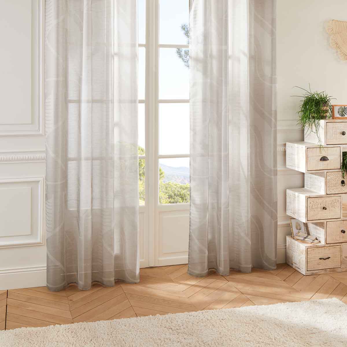 Cortina Arca Jacquard Cinza 135x240cm
