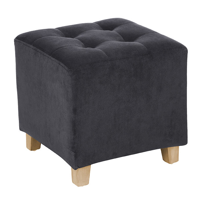 Pufe Cinza Efeito Capiton&eacute; Leandre