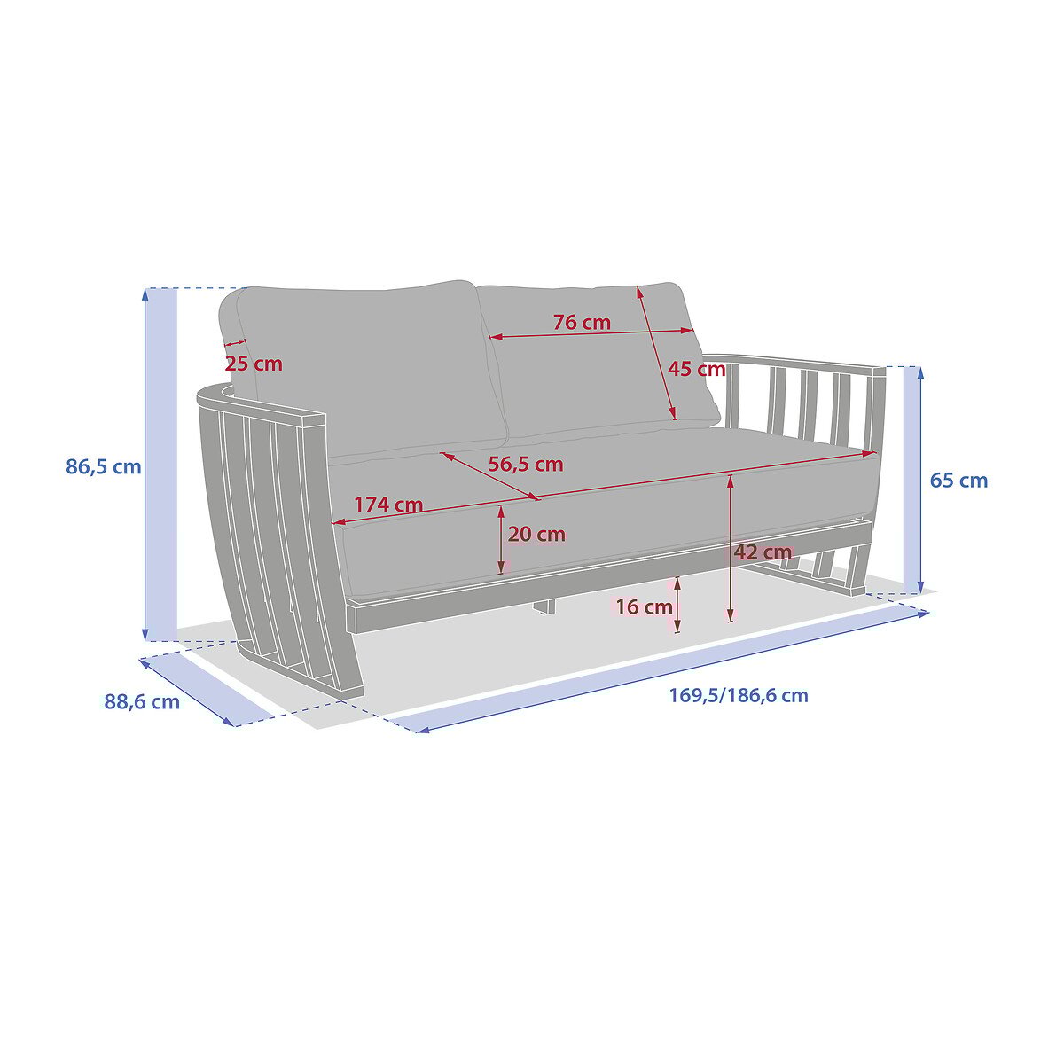 Conjunto de jardim LEMINDO em madeira eucalipto
