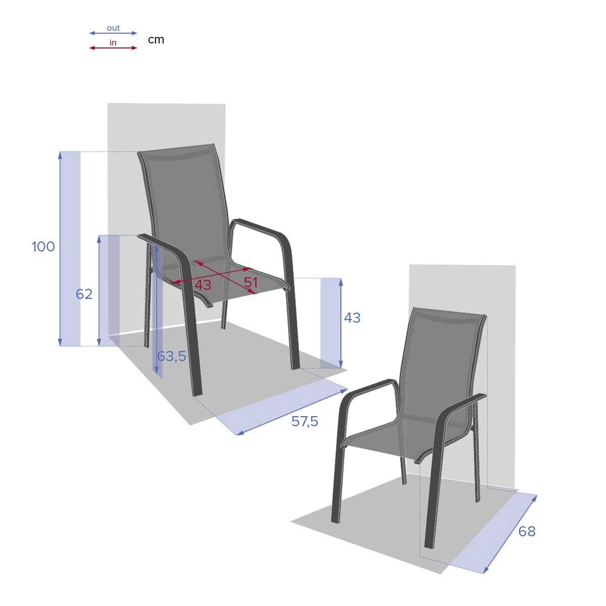 Cadeira ESSENTIA cinza antracite e graphite com costas altas