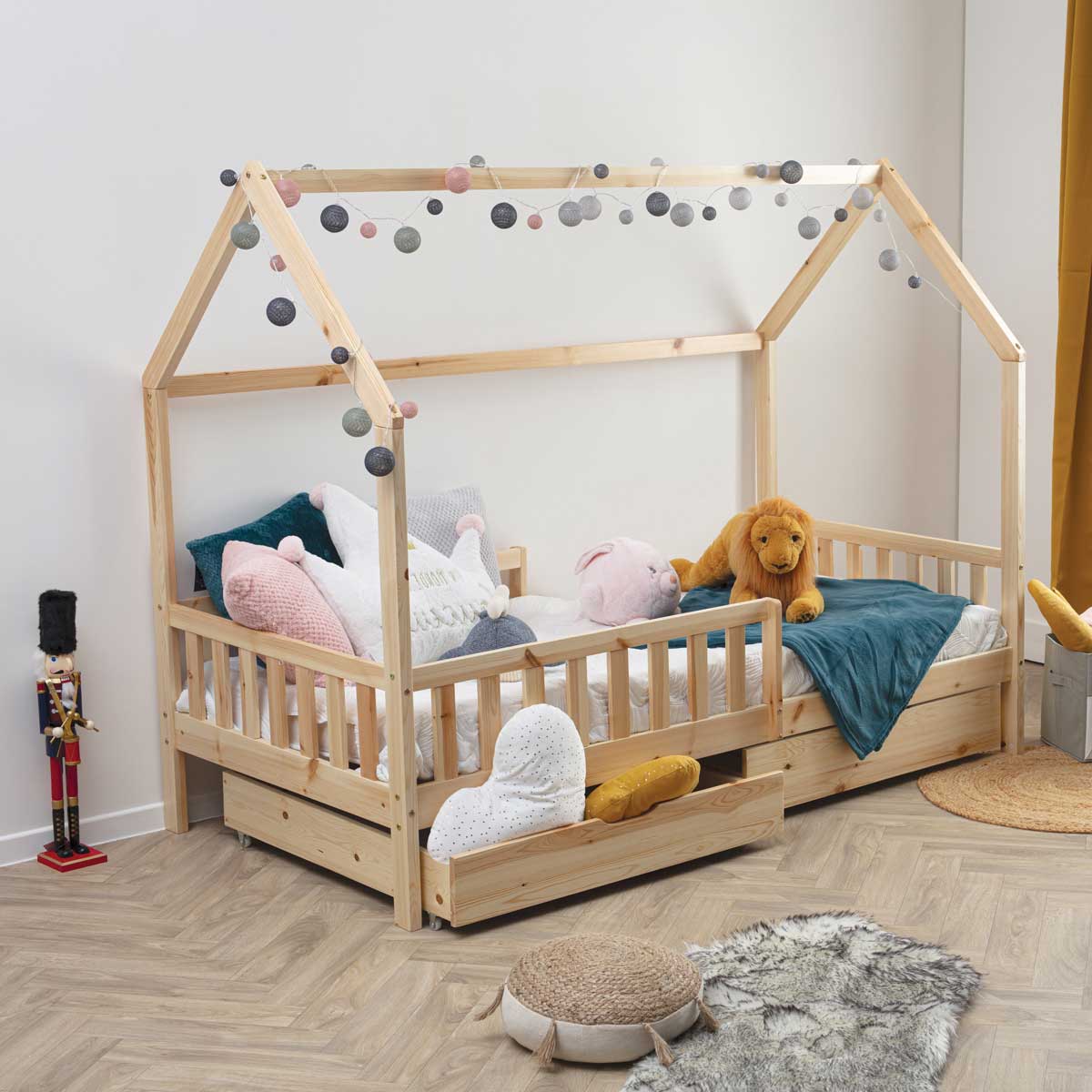 Cama MONTESSORI natural com 2 gavetas