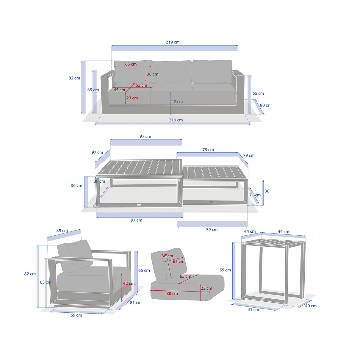 Conjunto de jardim ALLURE avoine lin 5 lugares