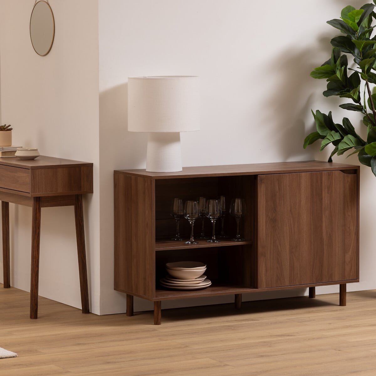Aparador SLIDY castanho em mdf com 2 portas