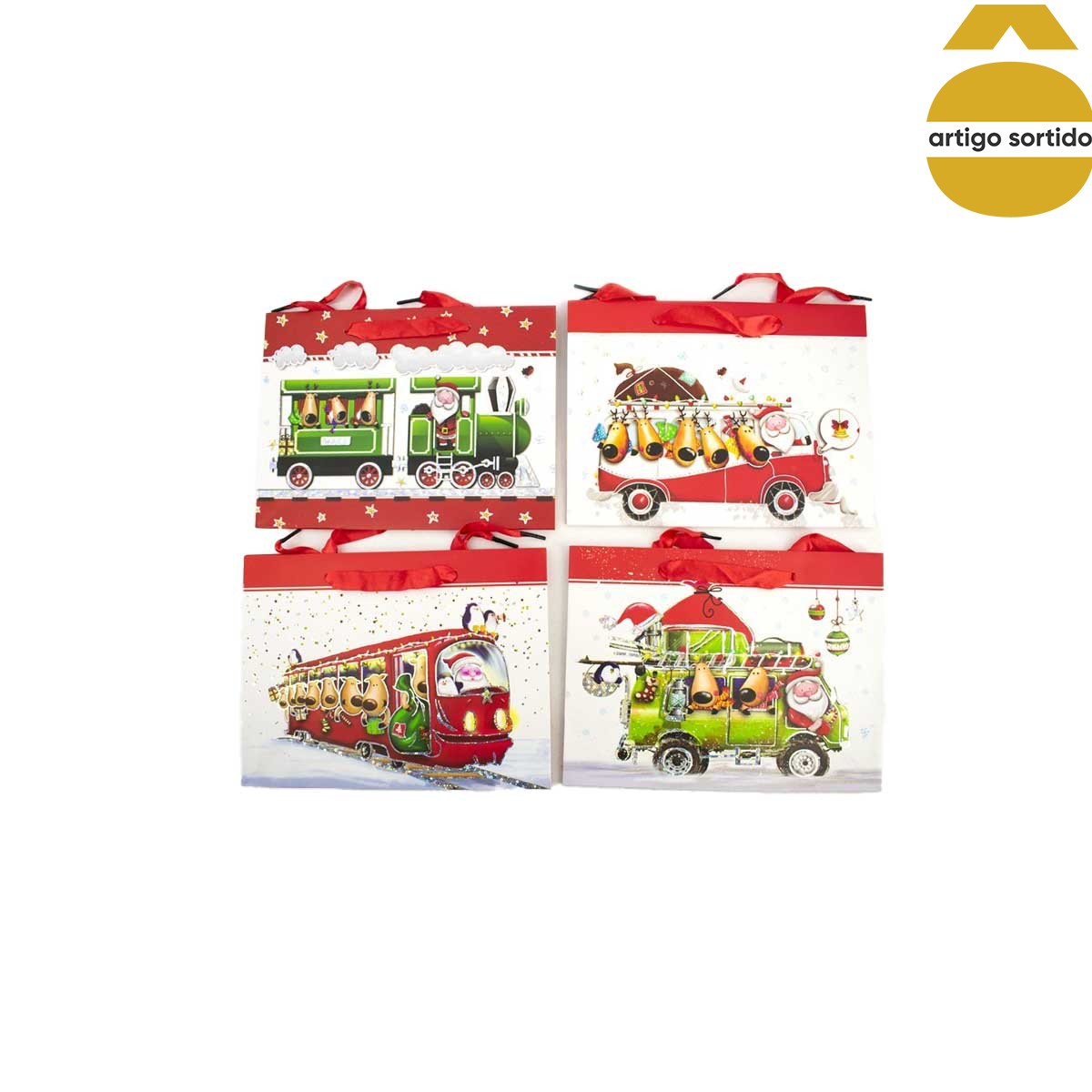 Saco de oferta com decoração veículos 32cm