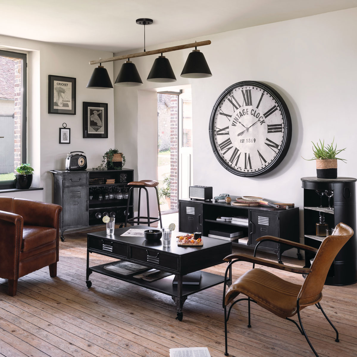 Poltrona HOPER castanho de couro