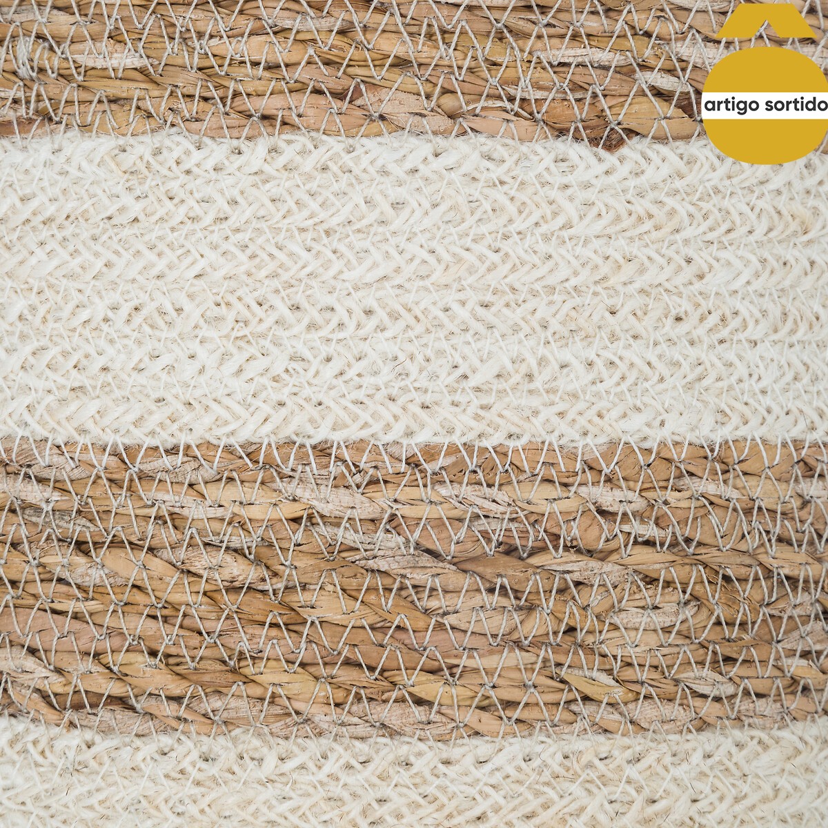 Cesto seagrass natural e branco 21cm