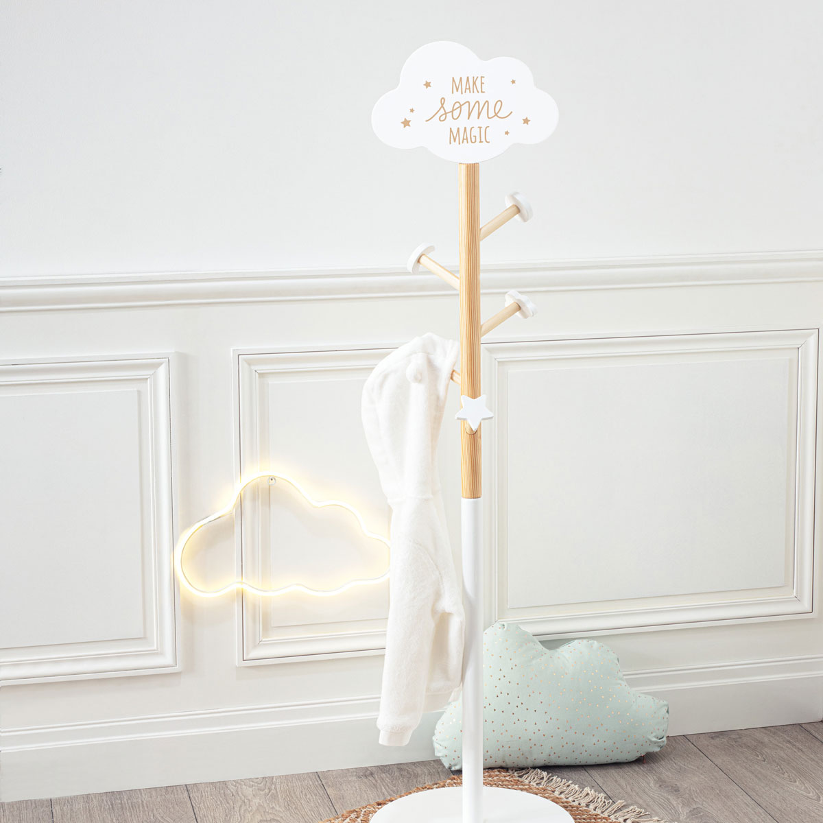 Cabibe de pé NUVEM branco com 5 ganchos