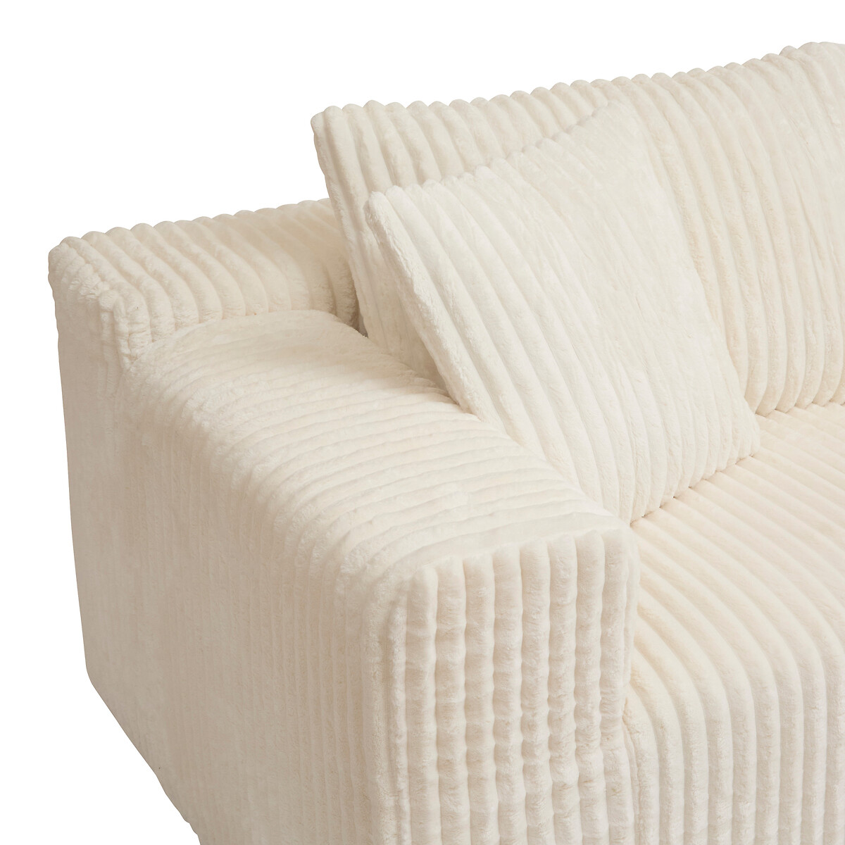 Sof&aacute; SOLKA tecido marfim com chaise longue