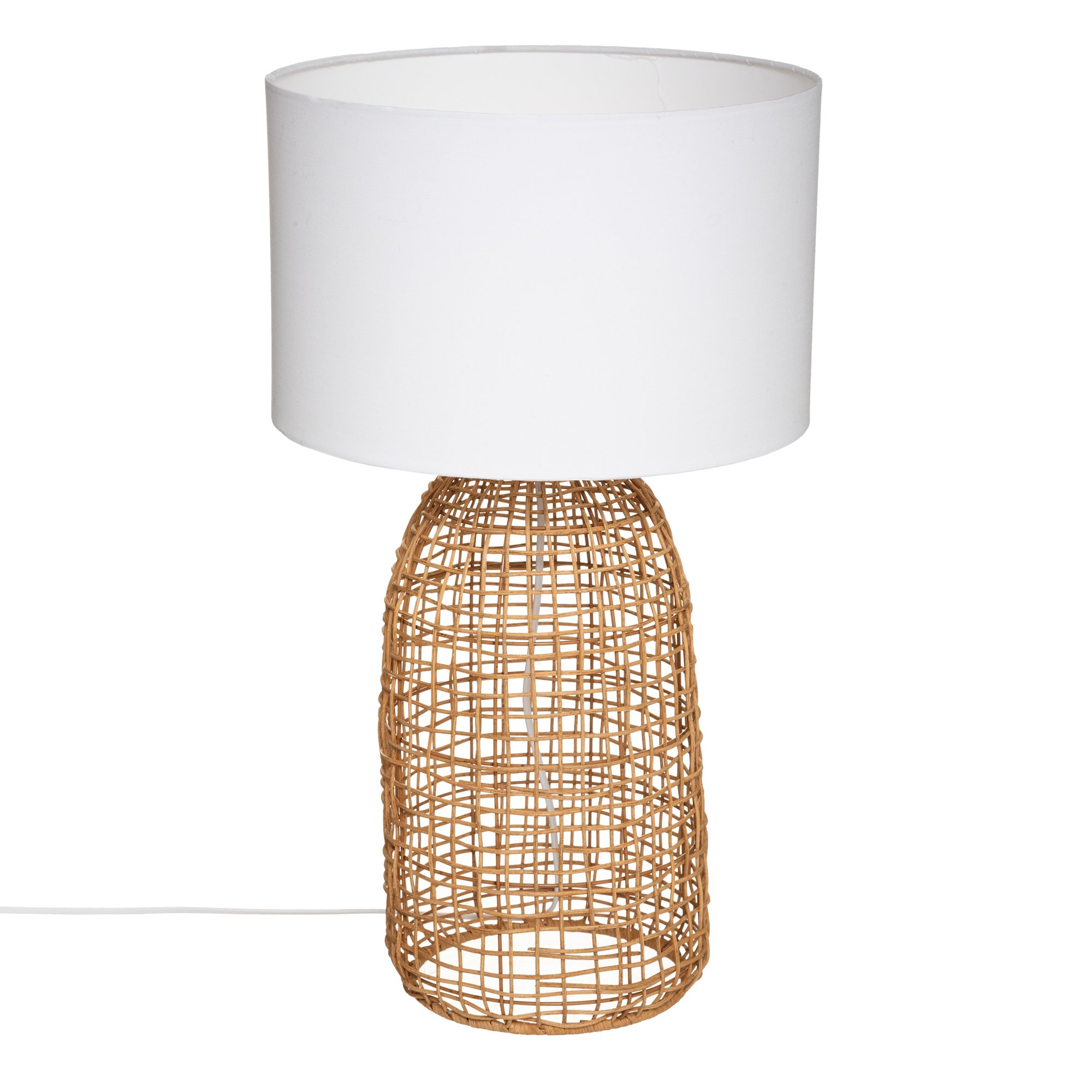 Candeeiro de mesa KARLA em rattan bege e branco