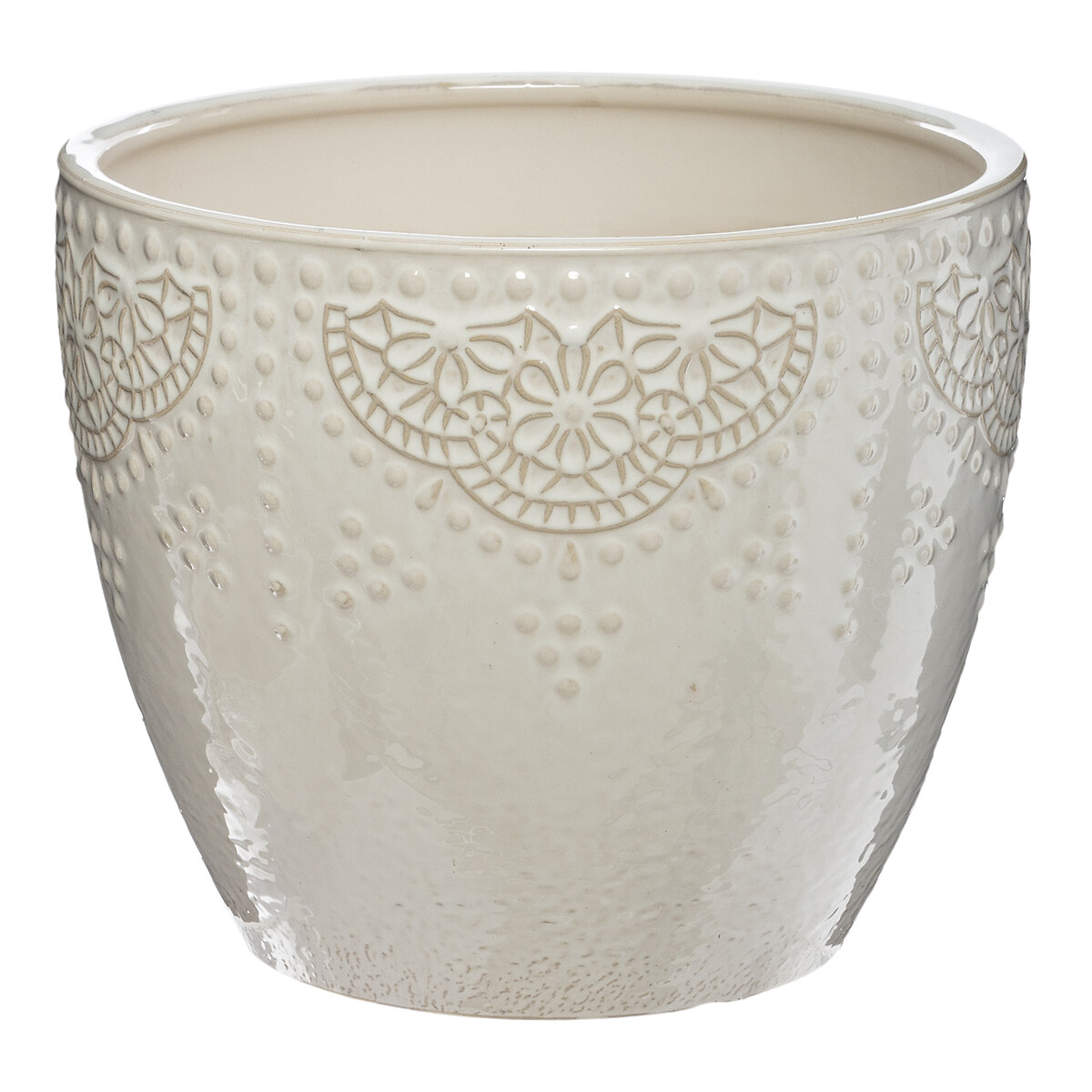 Vaso em cer&acirc;mica decorado com relevo