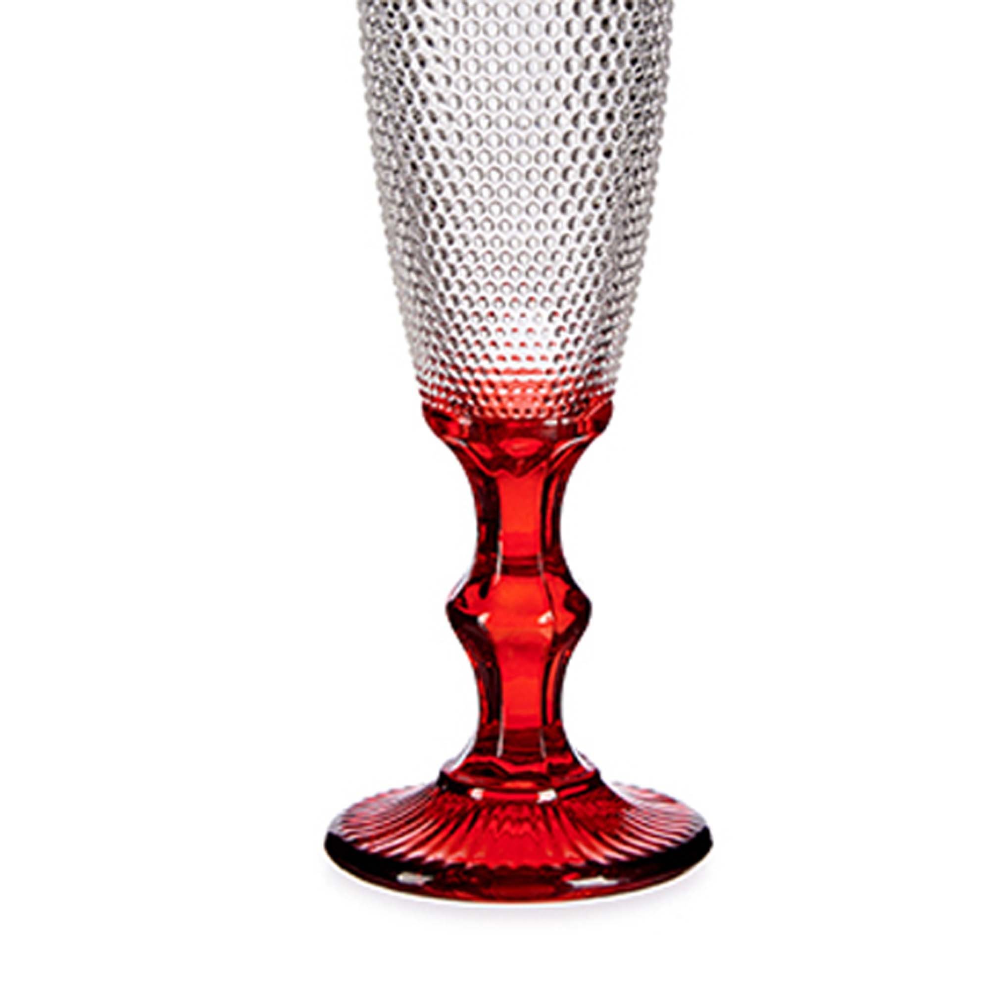Flute DIAMOND vermelho em vidro com p&eacute; 18cl