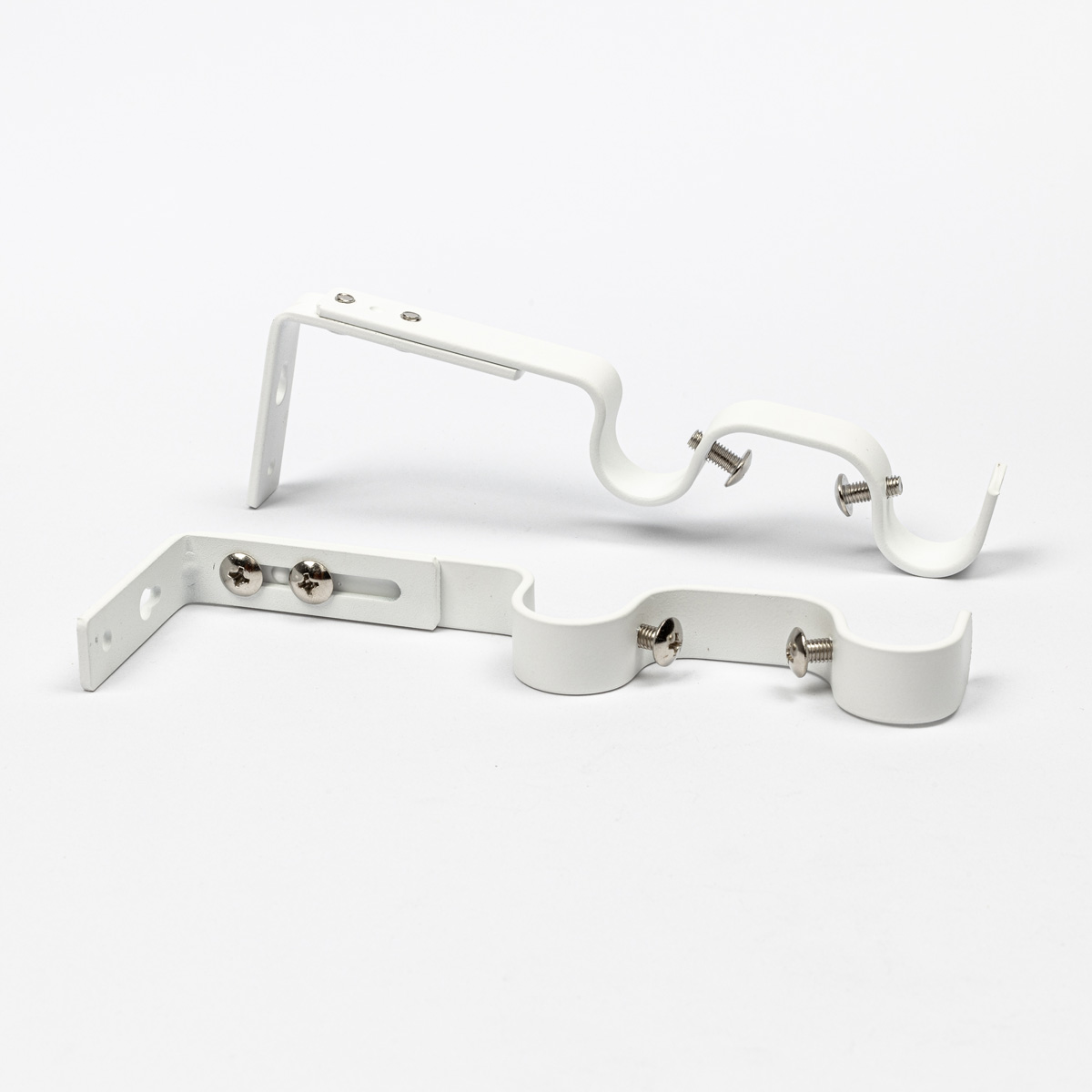 Conjunto 2 suportes duplo branco mate para calha extens&iacute;vel