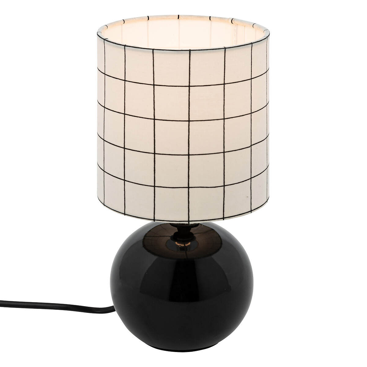 Candeeiro de mesa TIMEO  bola preto e branco em cer&acirc;mica