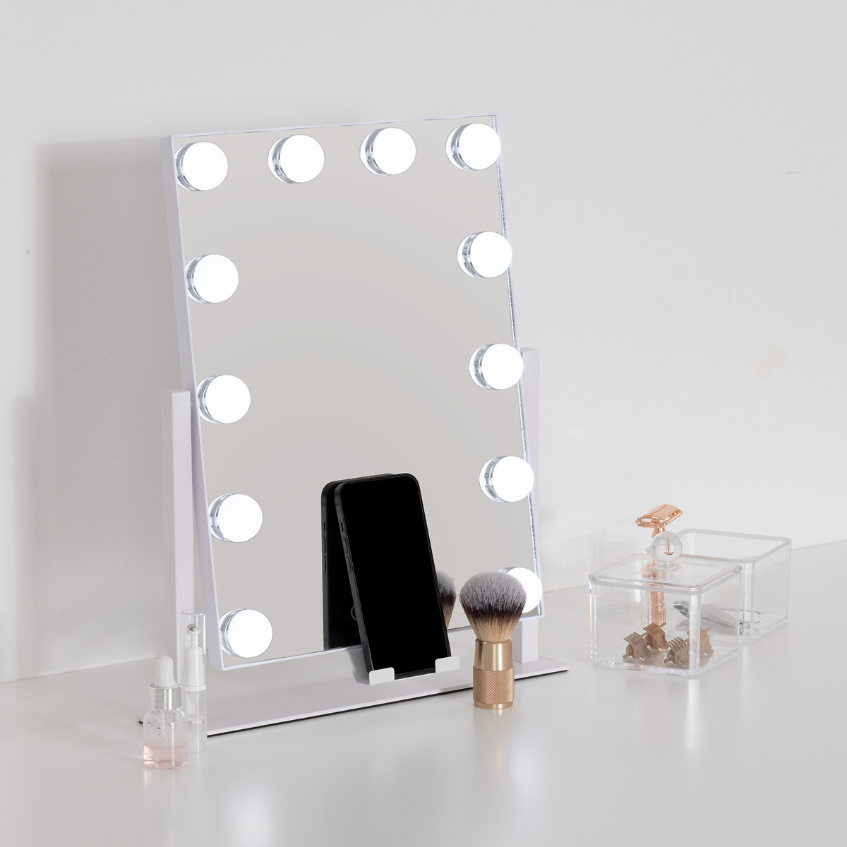 Espelho wc branco com luz led 43cm