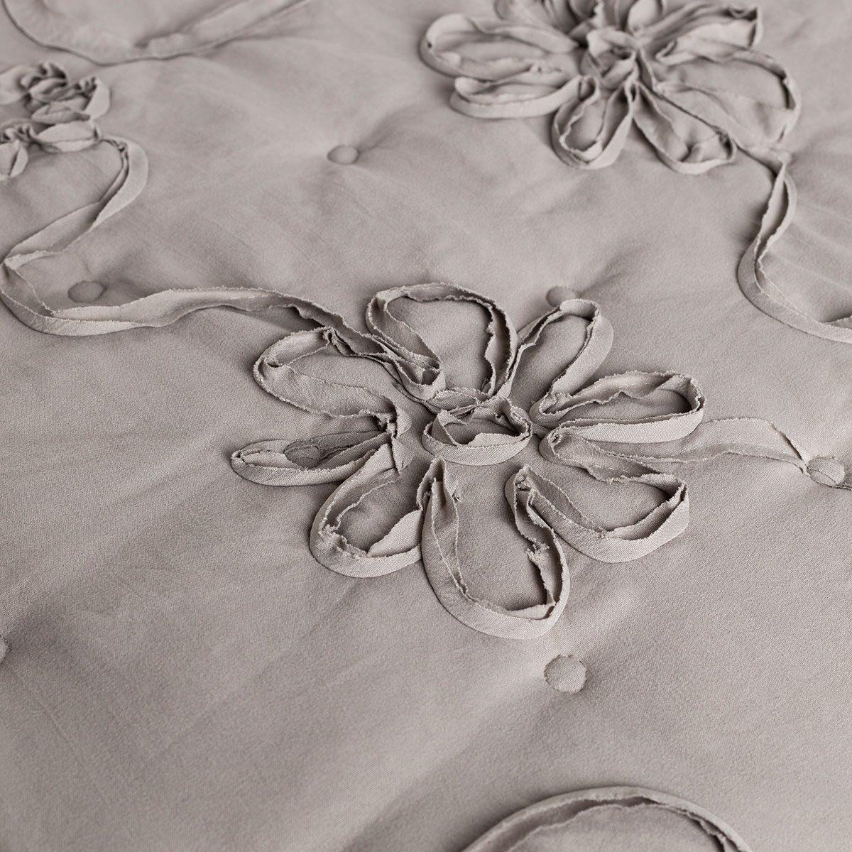 Edred&atilde;o FLOWER NEST cinza 220x240cm