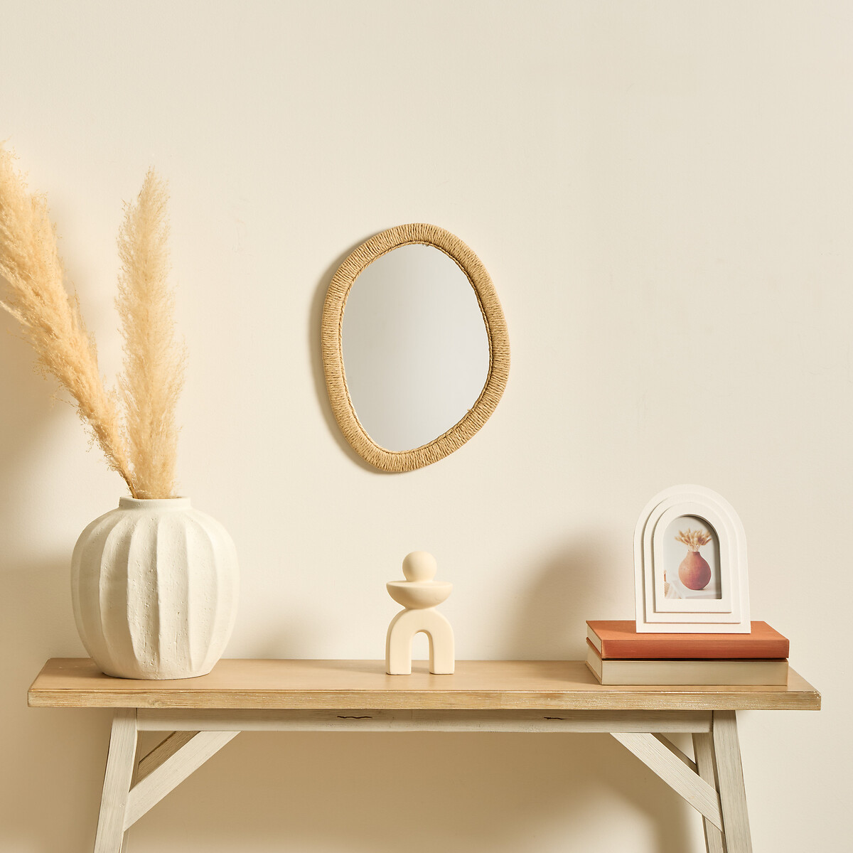 Espelho de parede TILIA castanho em corda