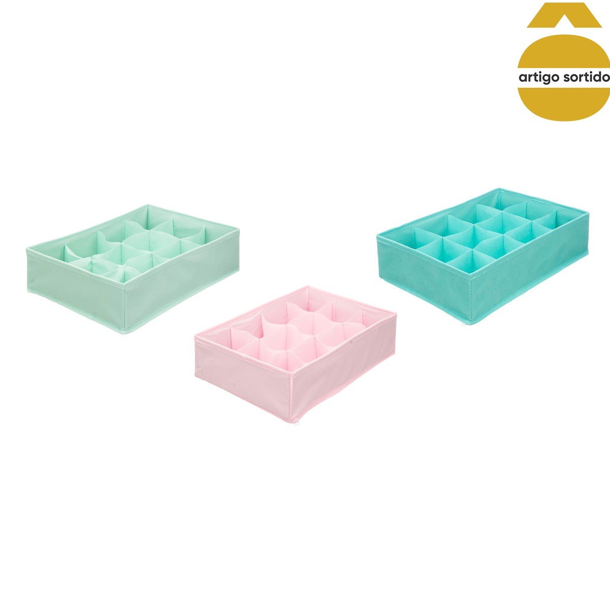 Caixa organizadora multicolor em TNT