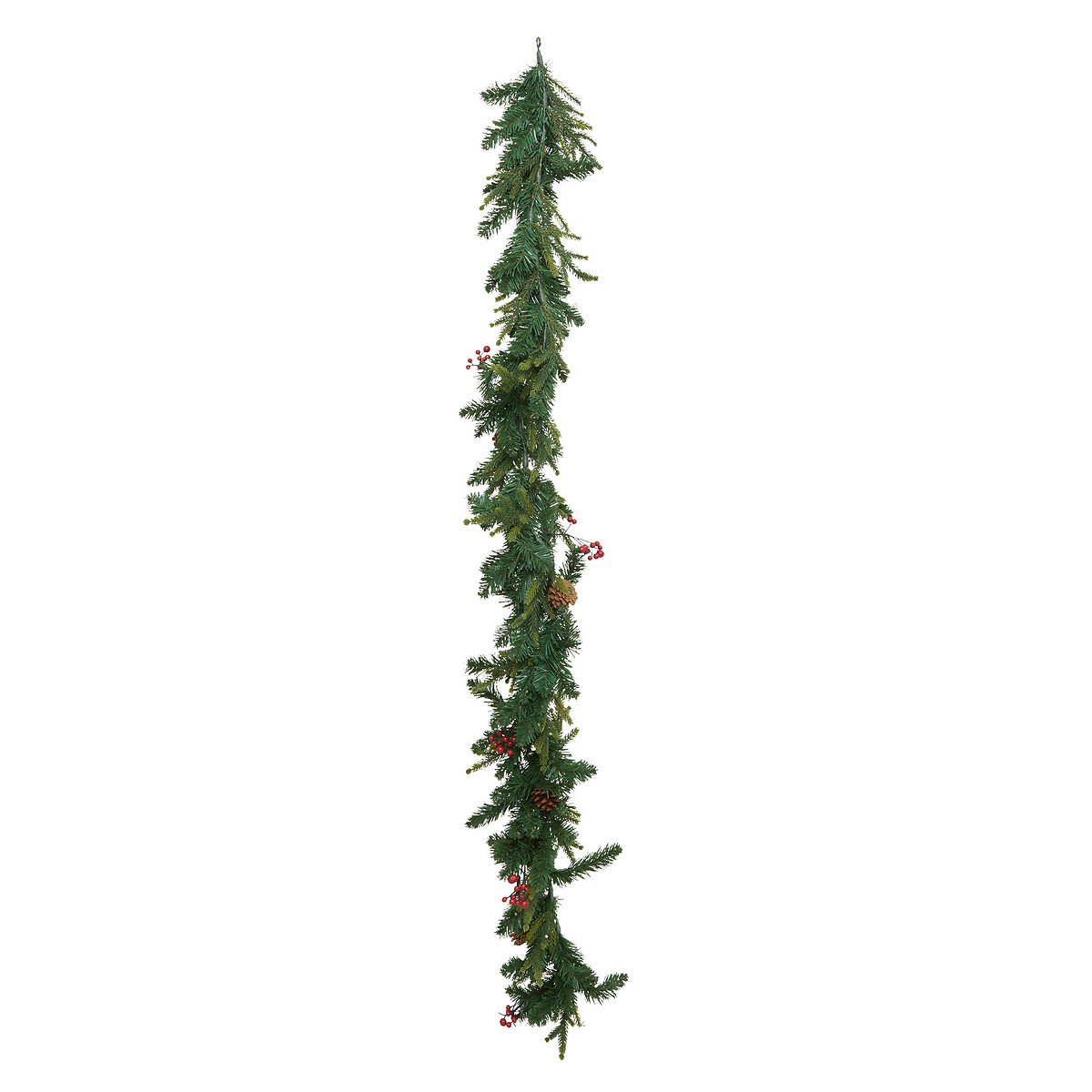 Grinalda verde com bagas e pinhas 180cm