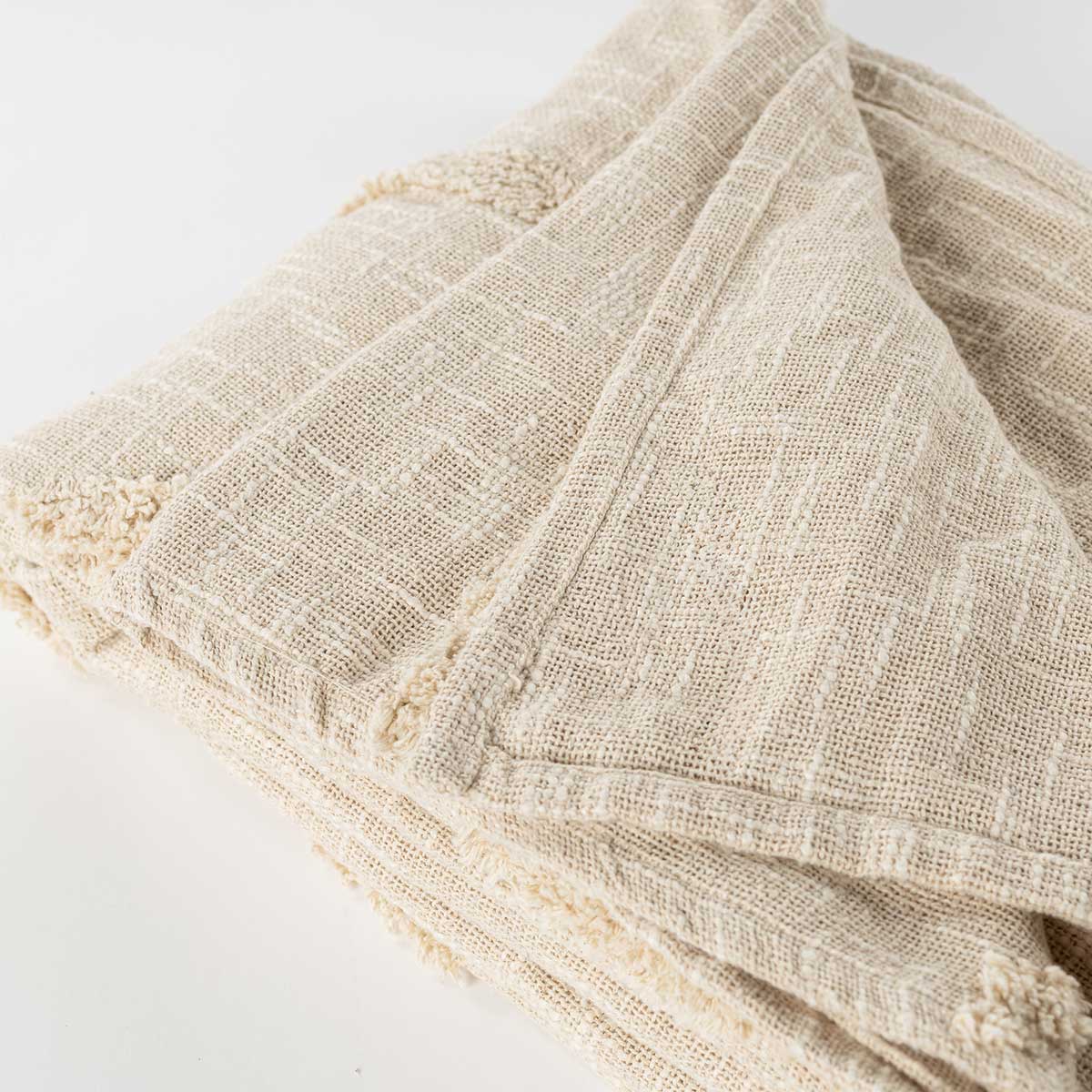 Colcha bege em algodão 220x240cm