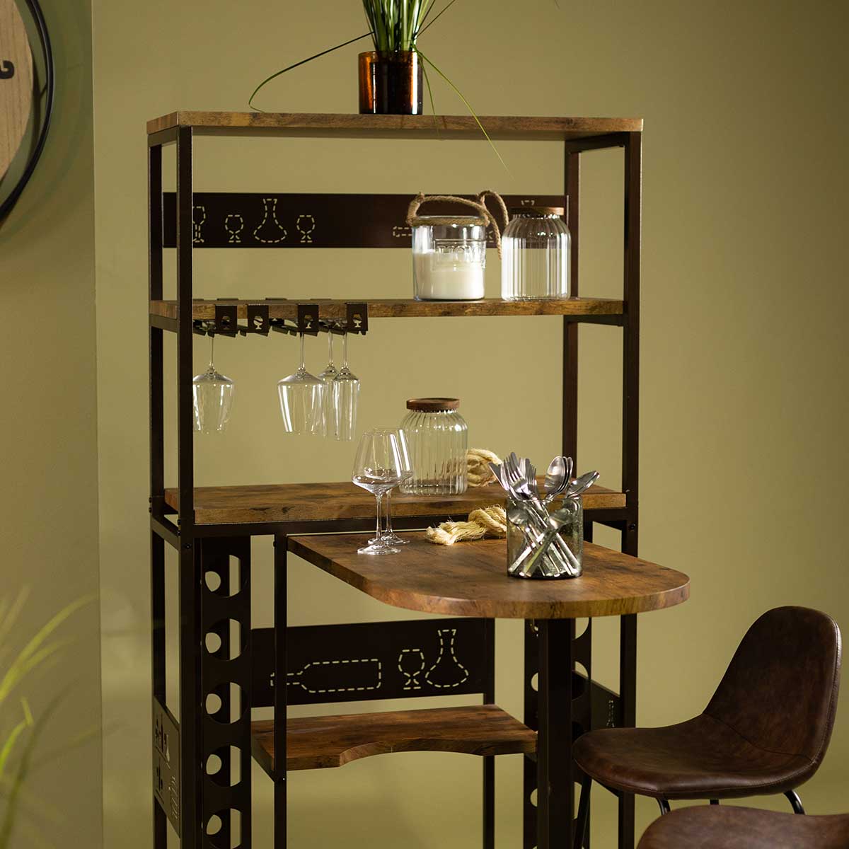 Móvel de bar BOCCA com garrafeira e tampo amovível