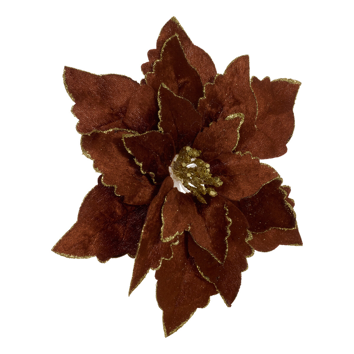 Flor poinsettia em veludo cobre 24cm