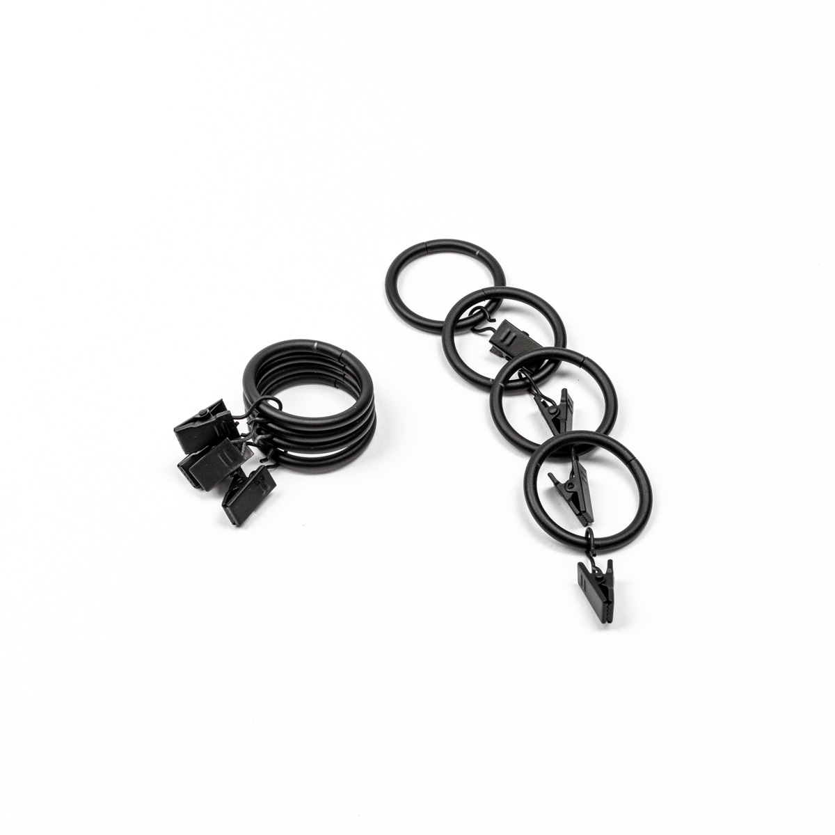 Conjunto de 8 argolas com mola preto mate d20cm