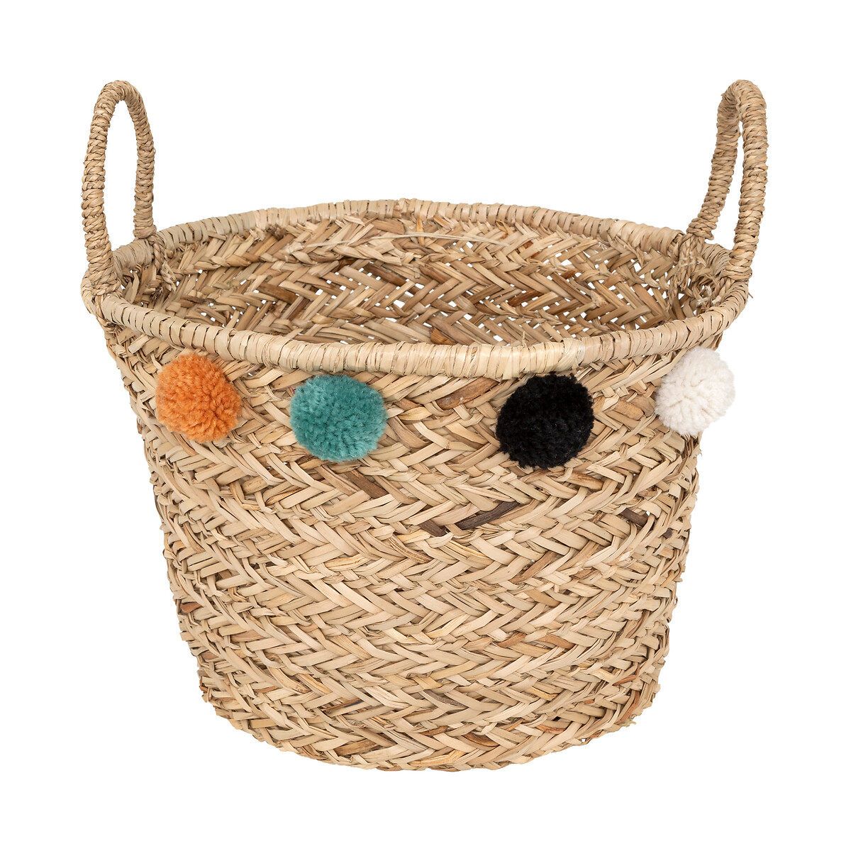 Cesto de arruma&ccedil;&atilde;o leopardo com pompons