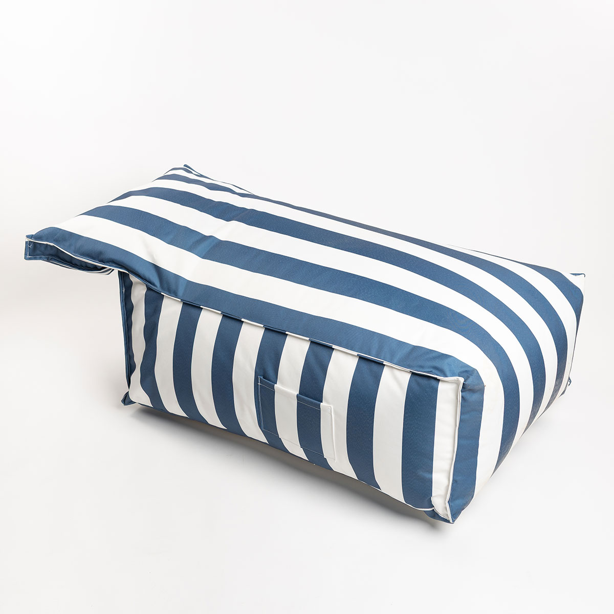 Pufe sofá impermeável riscas branco e azul