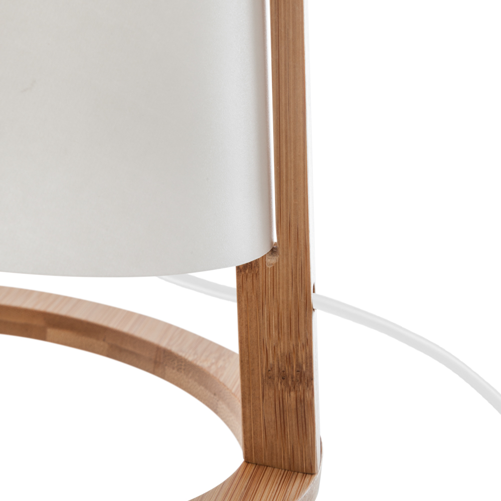 Candeeiro de mesa PITA branco com suporte em bambu