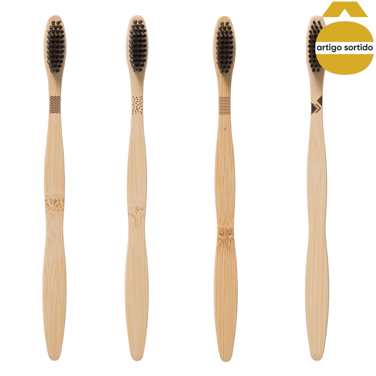 Conjunto de 4 escovas de dentes em bambu