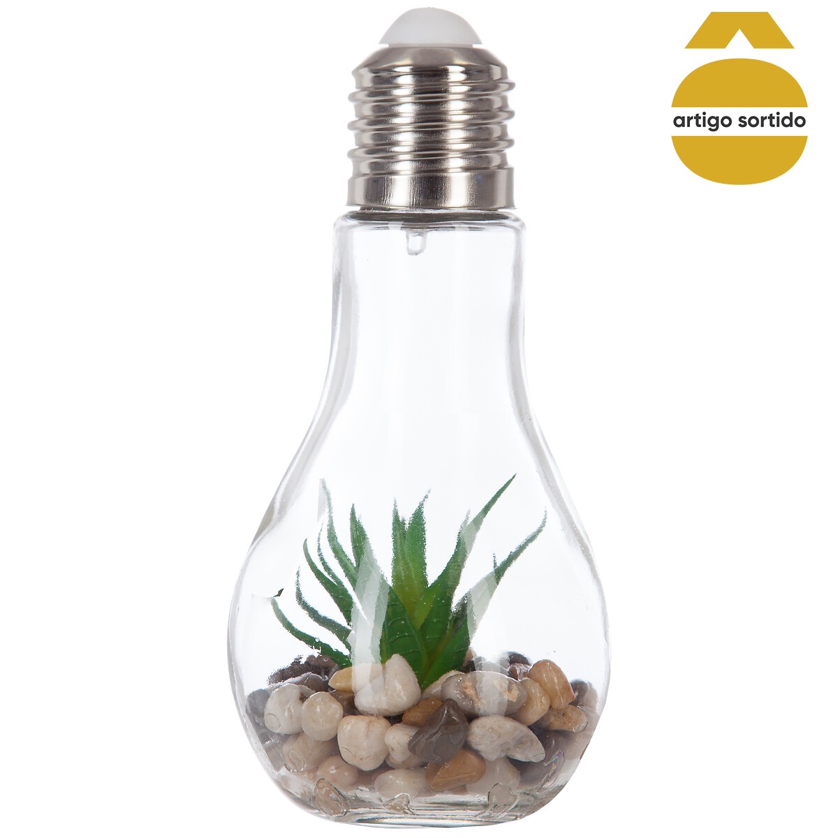 Vaso l&acirc;mpada led suspenso com cacto