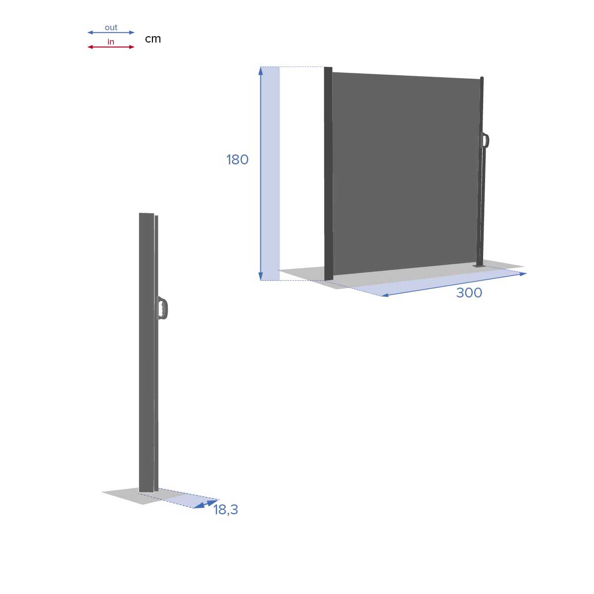 Para-vento dobr&aacute;vel ANTAO cinza graphite 1,8x3m