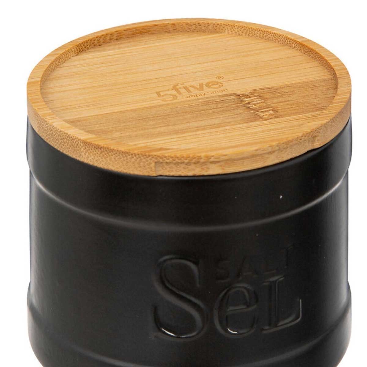 Saleiro NATUREO preta com tampa em bambu