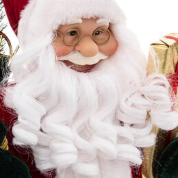 Pai natal decorativo com roupa em veludo vermelho 61cm