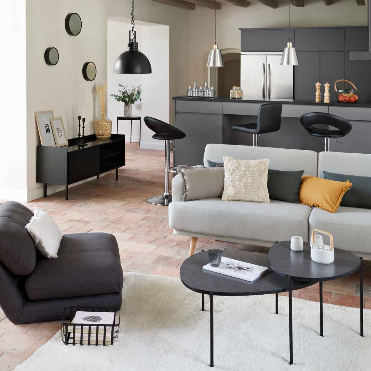 Conjunto de 3 espelhos de parede MONA em metal