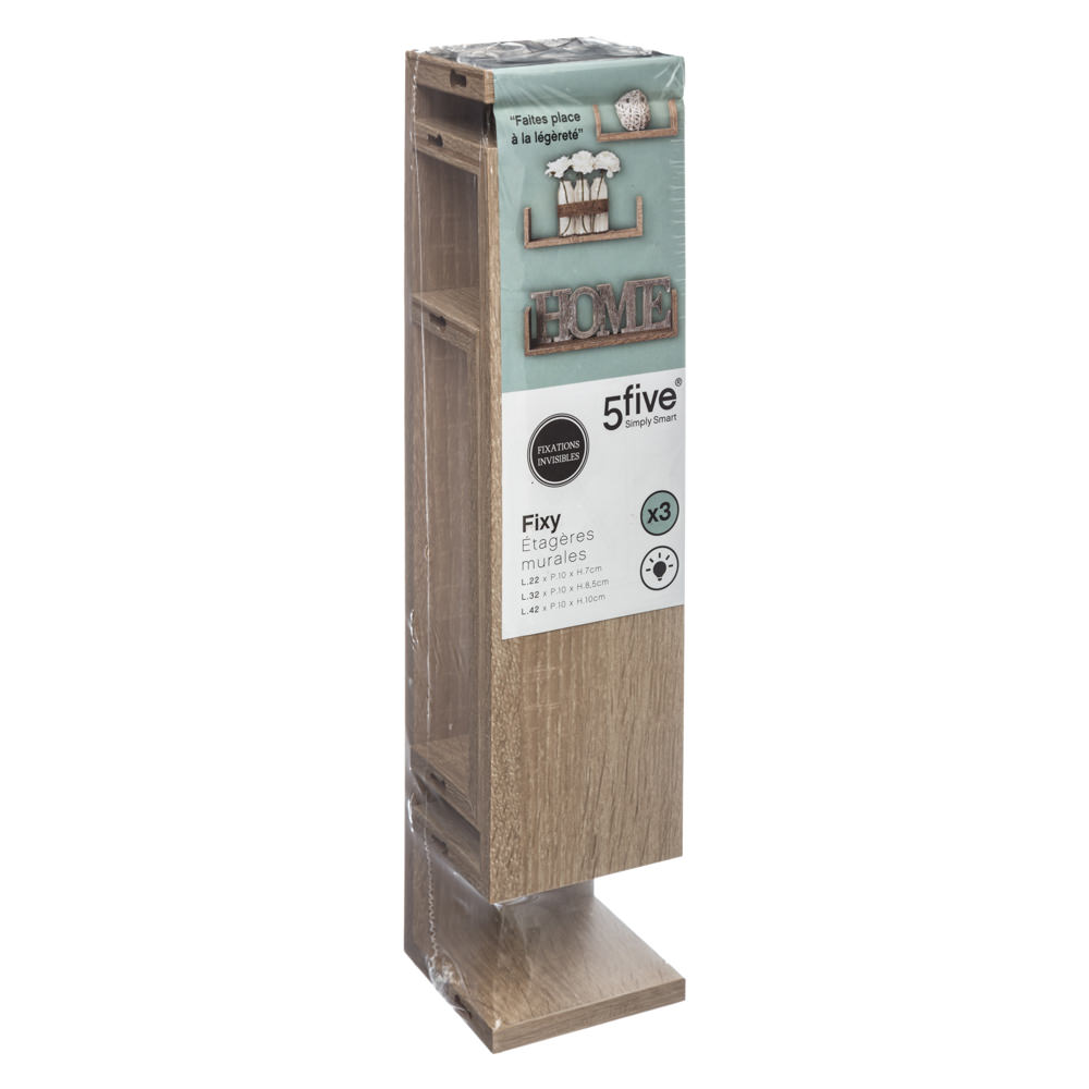 Conjunto 3 prateleiras natural 22/32/42cm