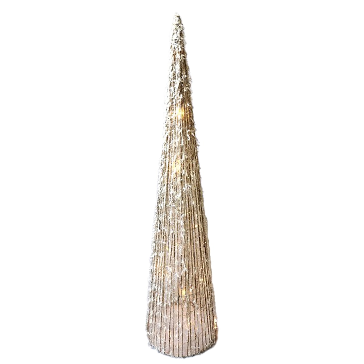Cone decorativo dourado com led 60cm