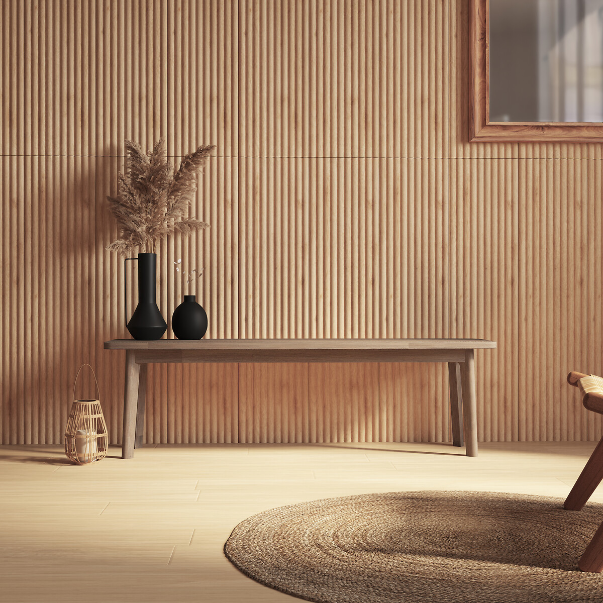 Conjunto de 2 pain&eacute;is decorativos ALCOV bege 120cm