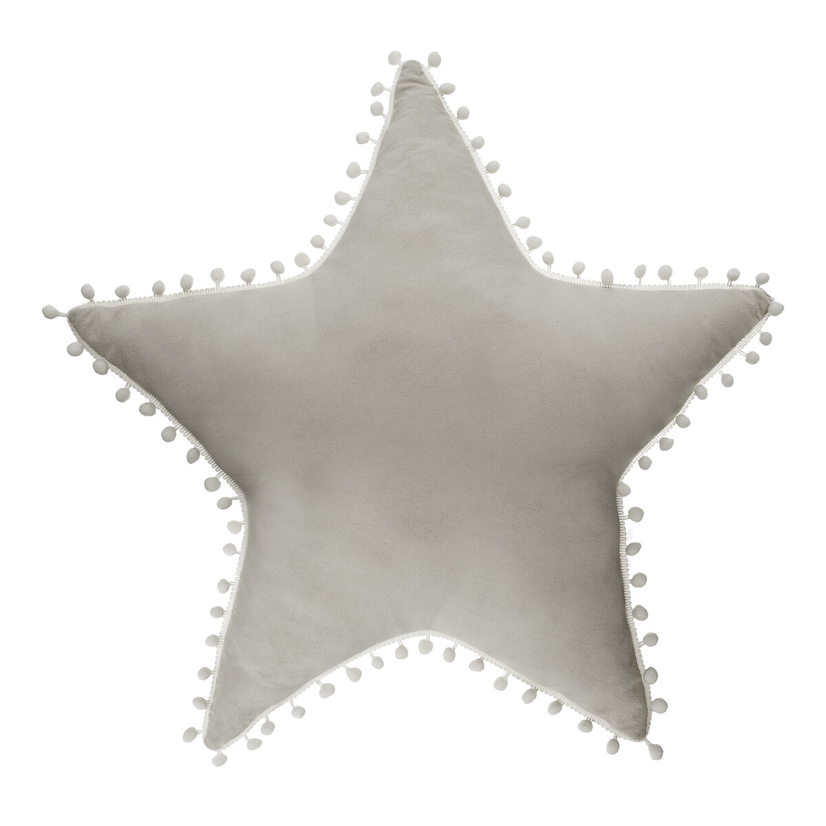 Almofada estrela cinza com pompons
