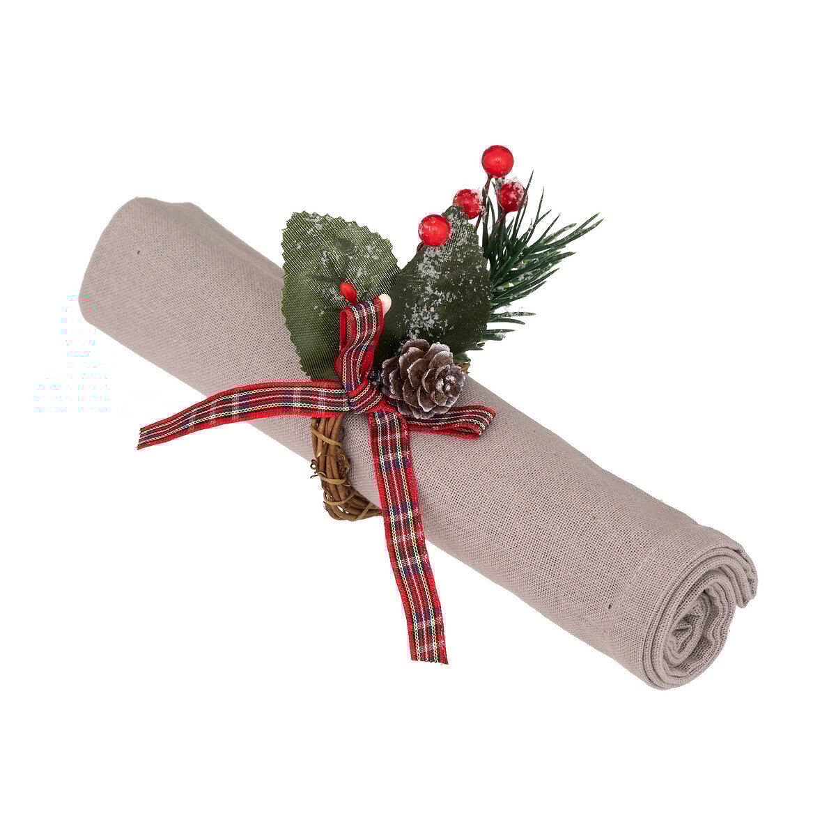 Conjunto de 2 argolas para guardanapo arranjo azevinho