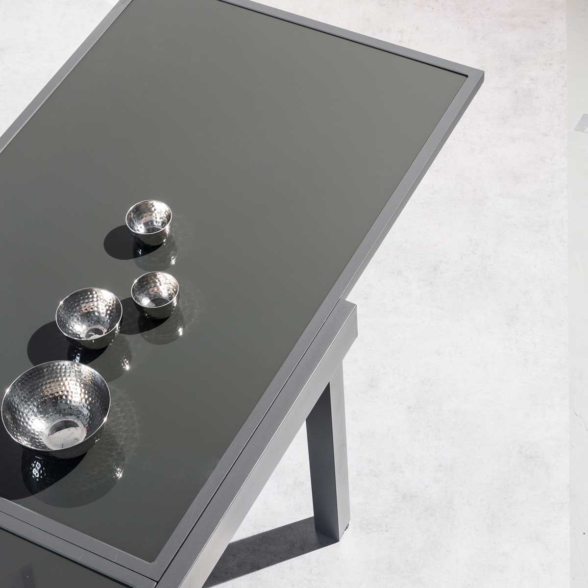 Mesa extens&iacute;vel PIAZZA cinza graphite 90-180cm