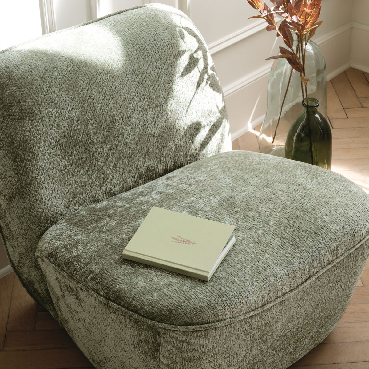 Poltrona MINARI verde em chenile 81x73x71cm